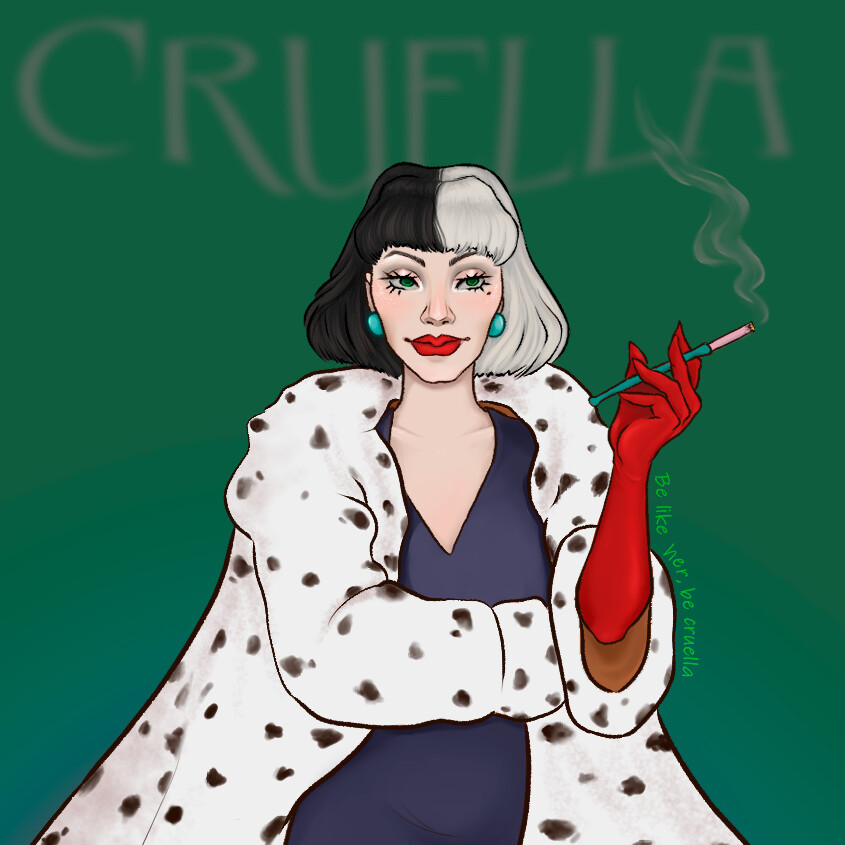 ArtStation - Cruella with her big dalmatian fur