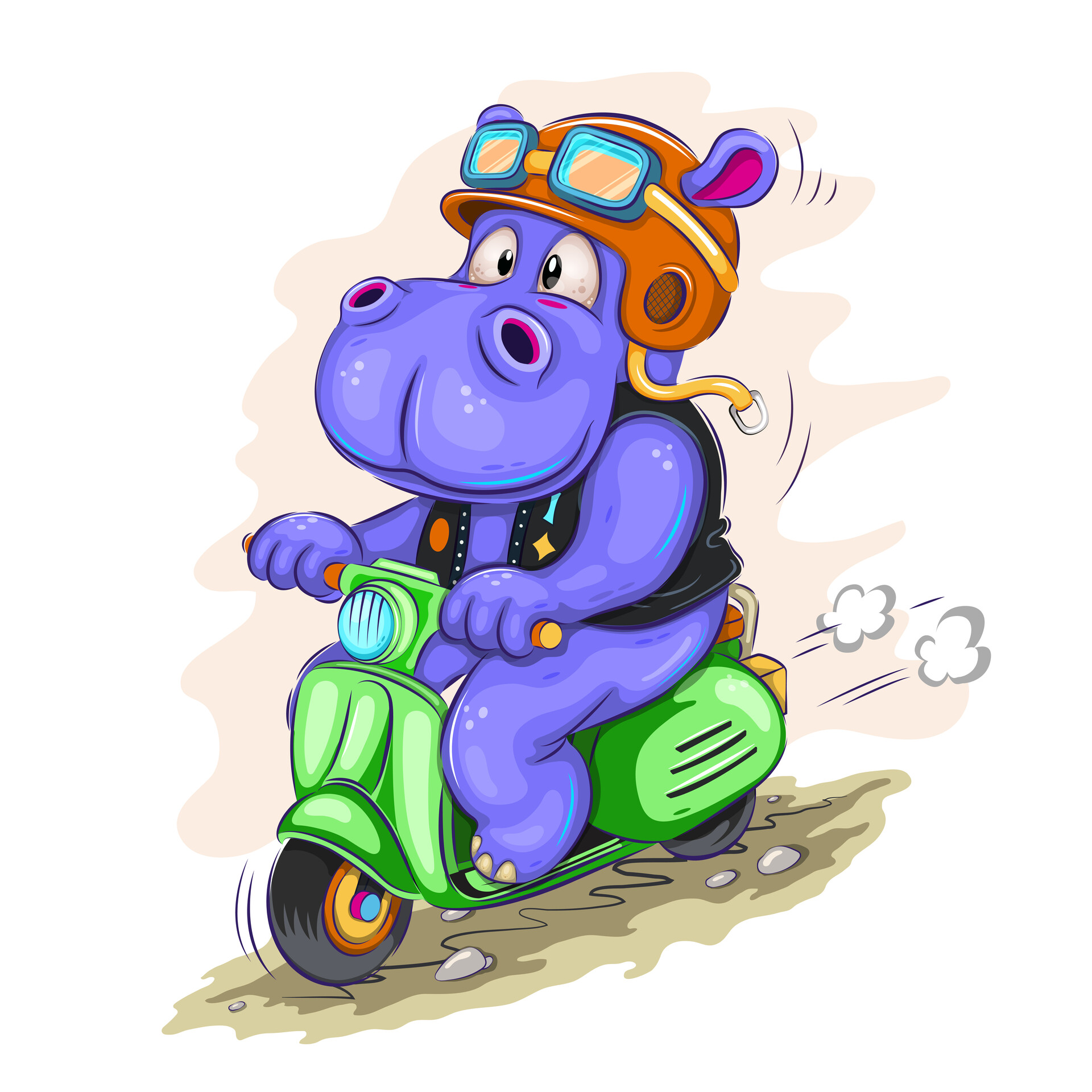 Funny Cartoon Character Hippo Motorcycle Animation Stock Video Footage by  ©julos #188924576