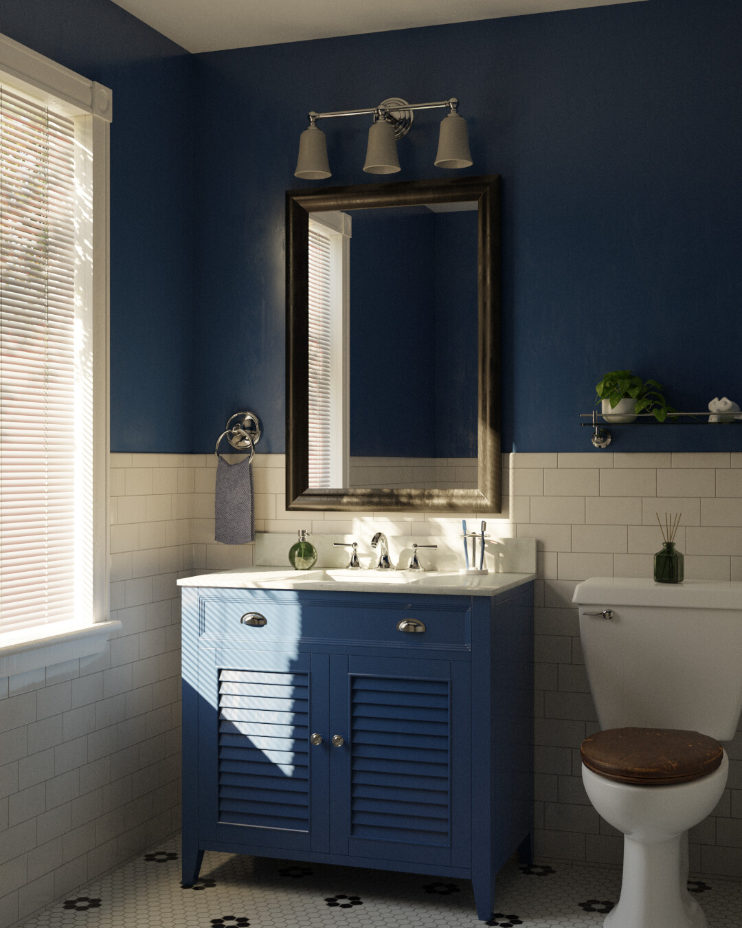 ArtStation - Blue Bathroom in Natural Light