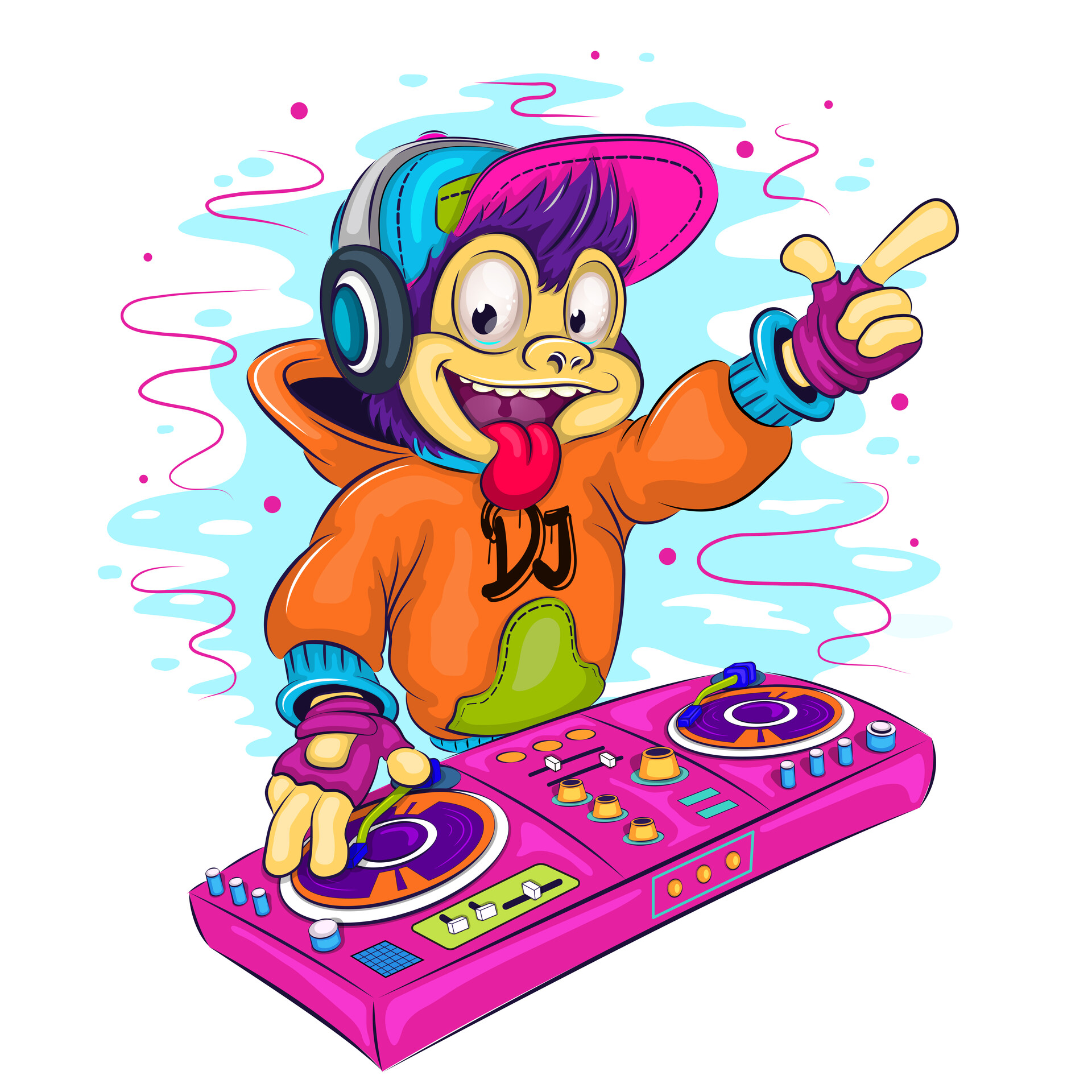 ArtStation - Cartoon monkey DJ.