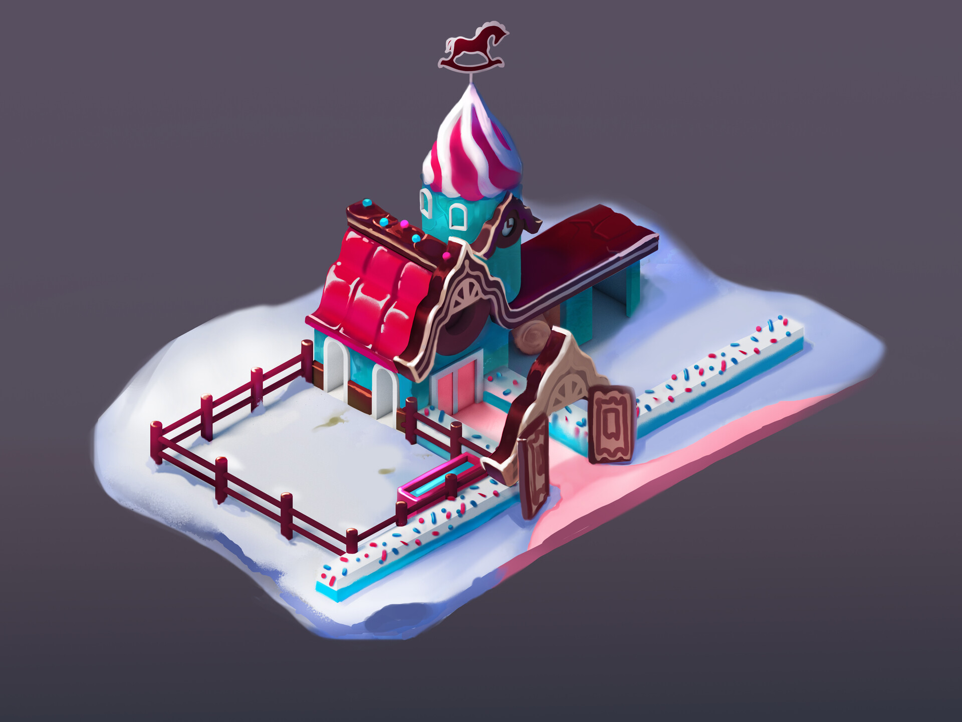 ArtStation - Isometric horse stable