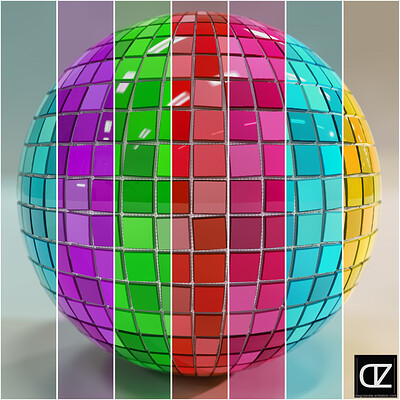PBR - SMALL GLASS TILES, 7 COLOR PACK - 4K MATERIAL