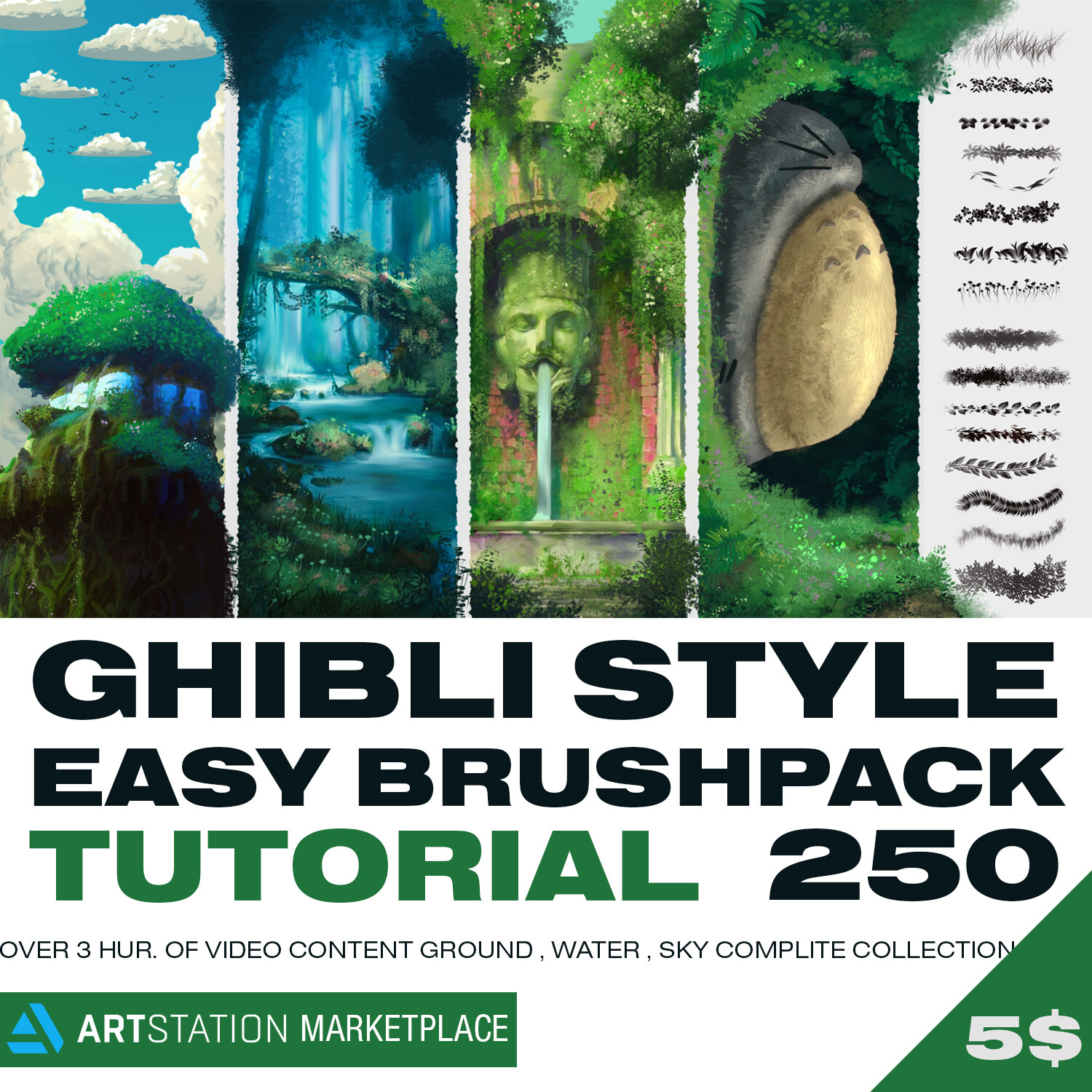 250 -GHIBLI STYLE EASY BRUSH-PACK and how to use it (TUTORIAL) [GROUND, WATER , SKY] -BUNDLE-
