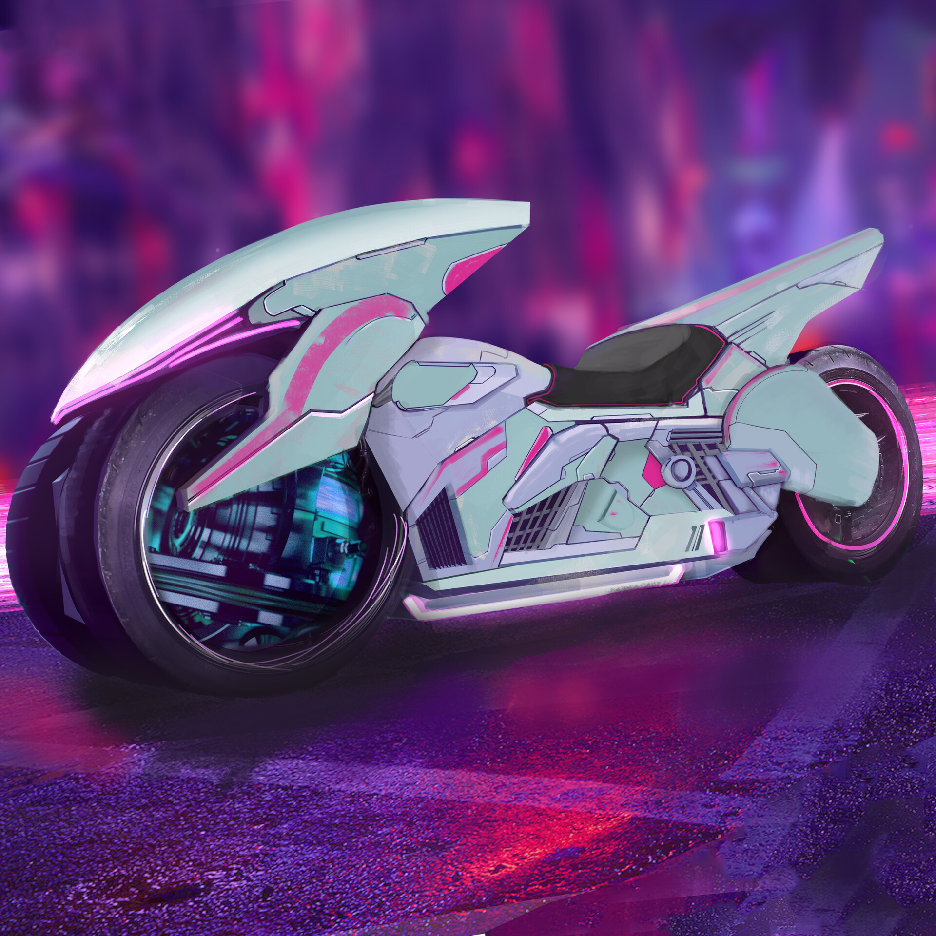 Artstation - The Checkmate - Cyerpunk Motorcycle.