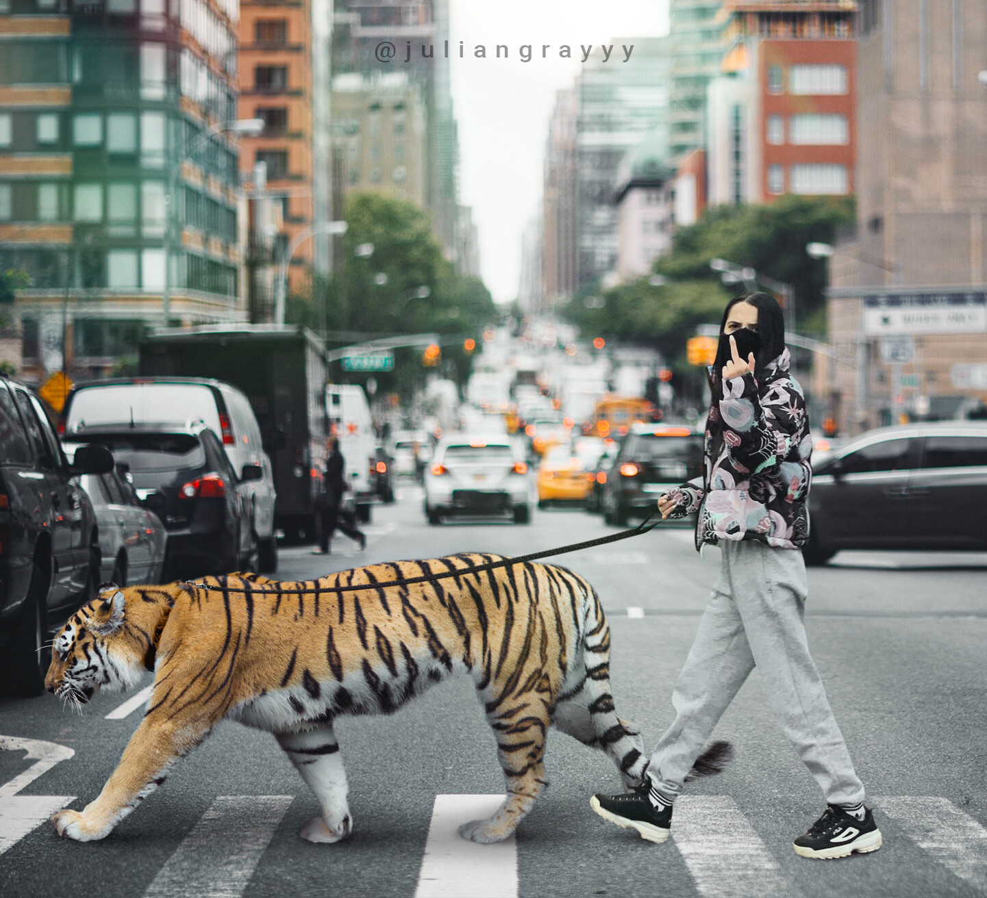 ArtStation - Walking a Tiger in a Crosswalk / Brisa Dominguez edit