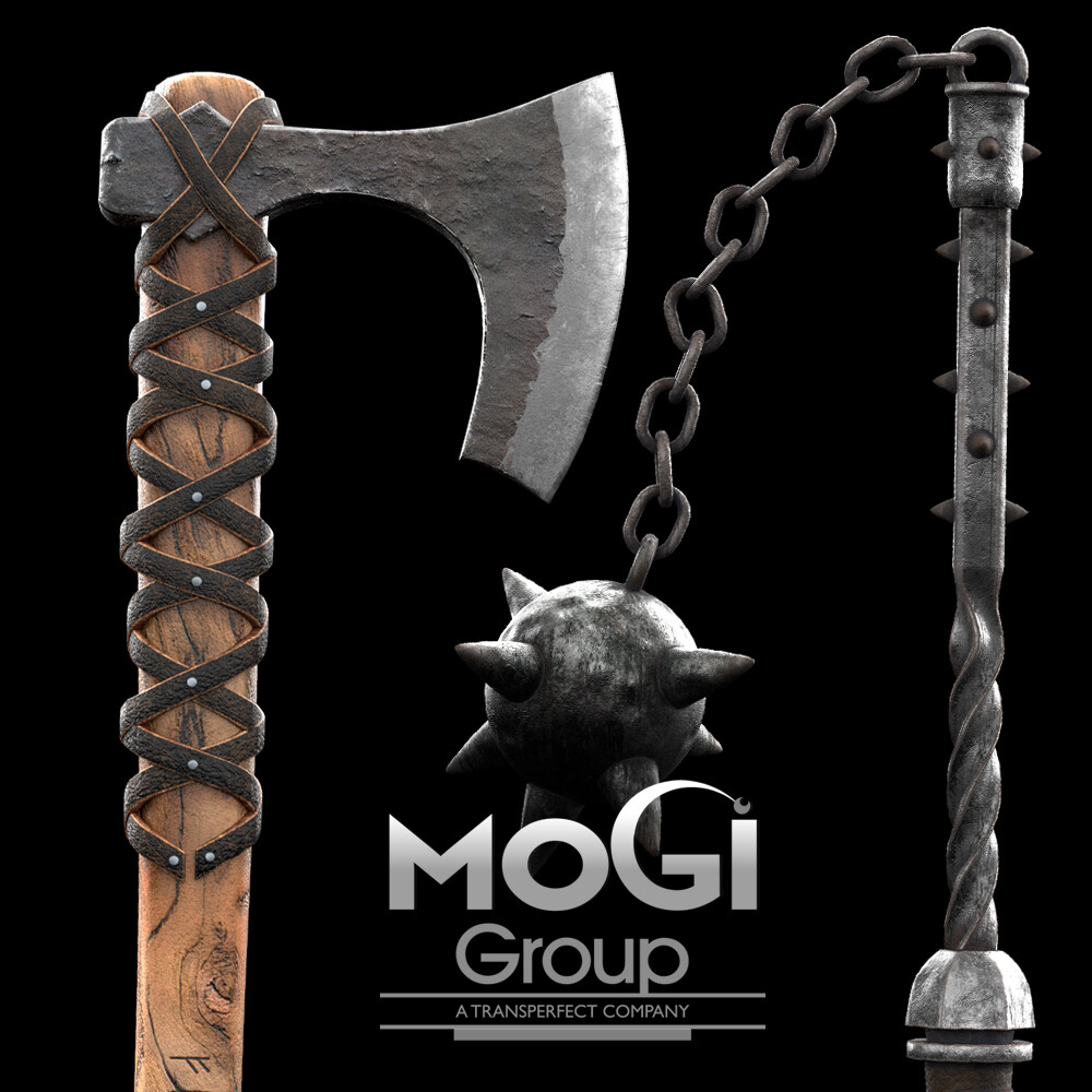ArtStation Axe, Mace, Hammer Realtime Models