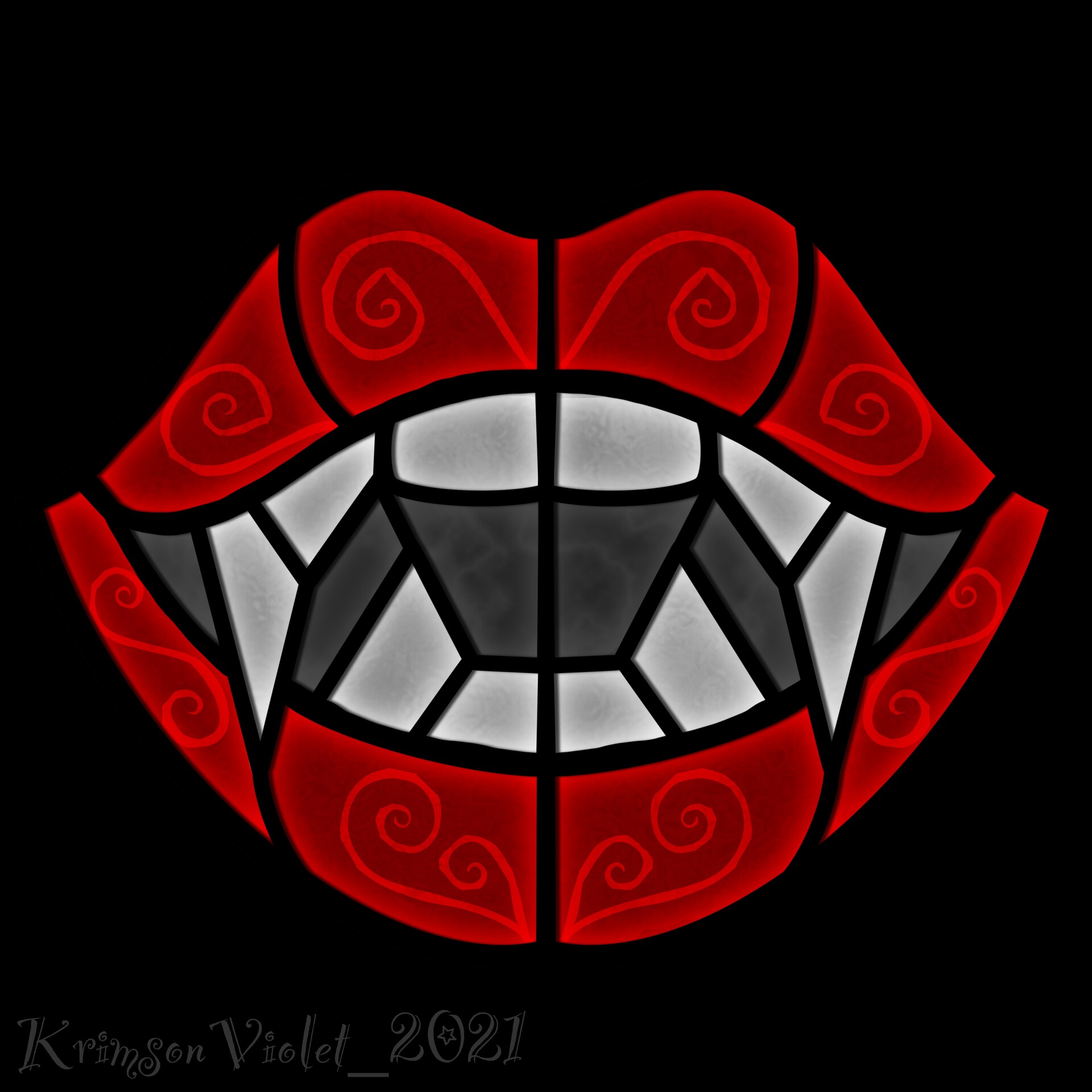ArtStation Vampire Fangs Flourished Stained Glass