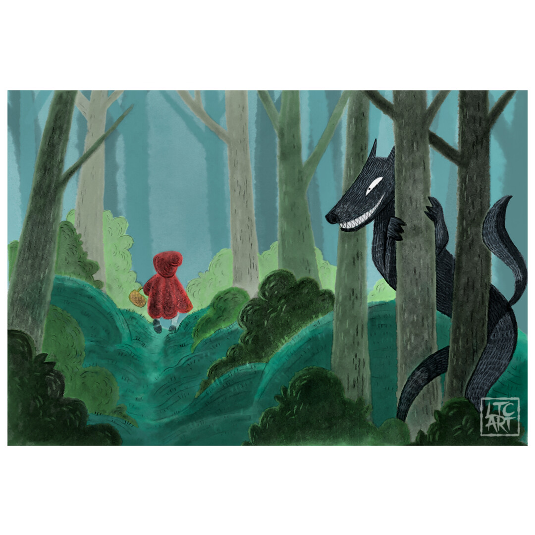 ArtStation - Red Riding Hood Illustration (Mixed Media: Traditional and ...