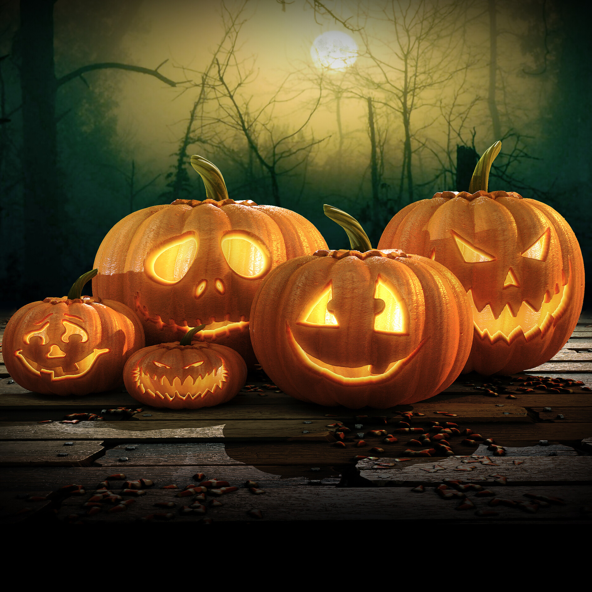 ArtStation - Procedural Jack-O-Lanterns and Deck With Candy Corns