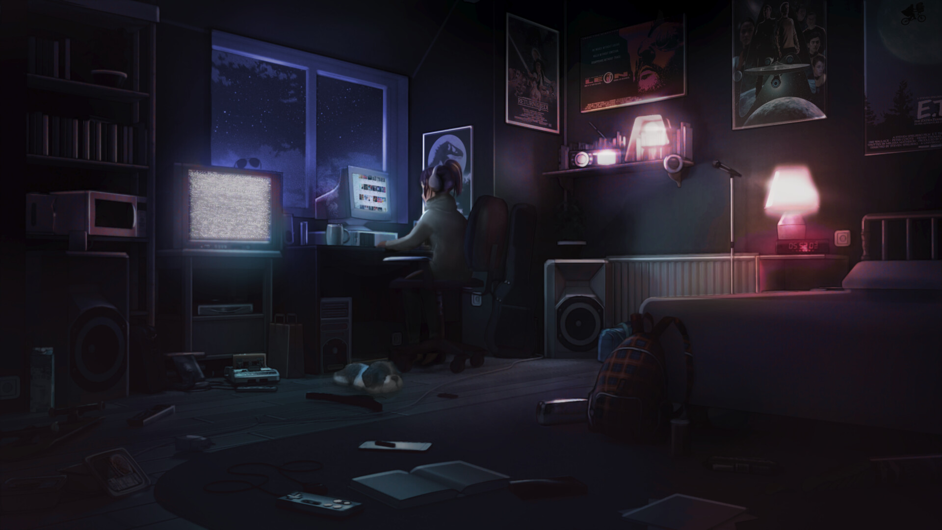 ArtStation - Anime / VN Youtube Background Animation - Oldschool Room