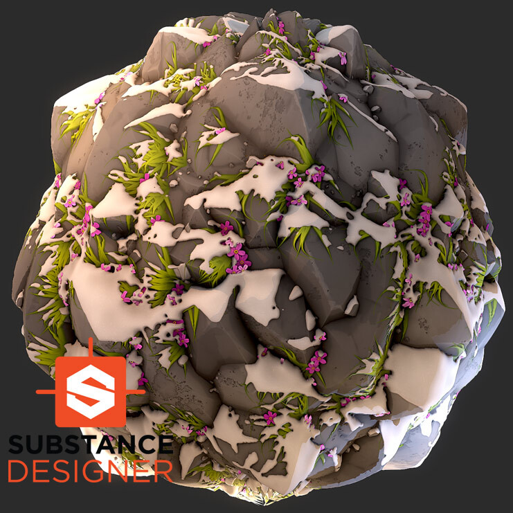 ArtStation - Stylized Snowy Rocks - Substance Designer