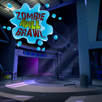 Zombie Hall Brawl Game Environment