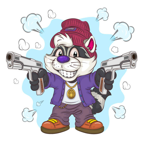 ArtStation - Cartoon Raccoon Gangster.