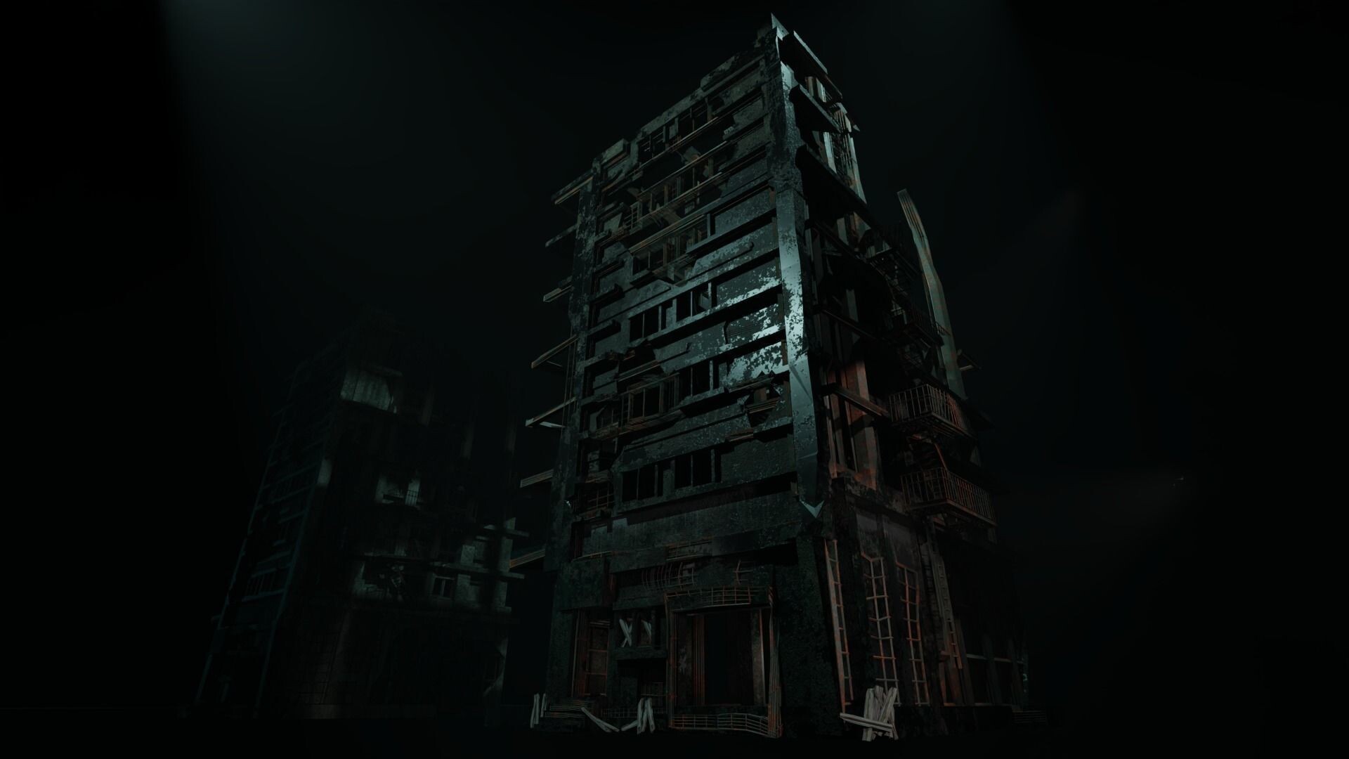 ArtStation Abandoned Building   Thedusk3dart Thedusk3dart Abandoned Building 3d Model Obj Fbx Blend 6 