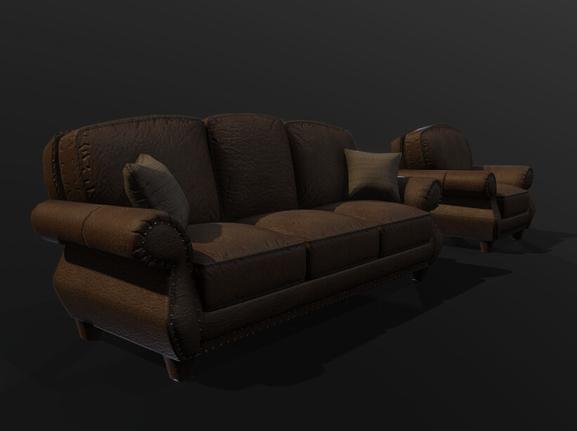 ArtStation - Leather Sofa & Chair