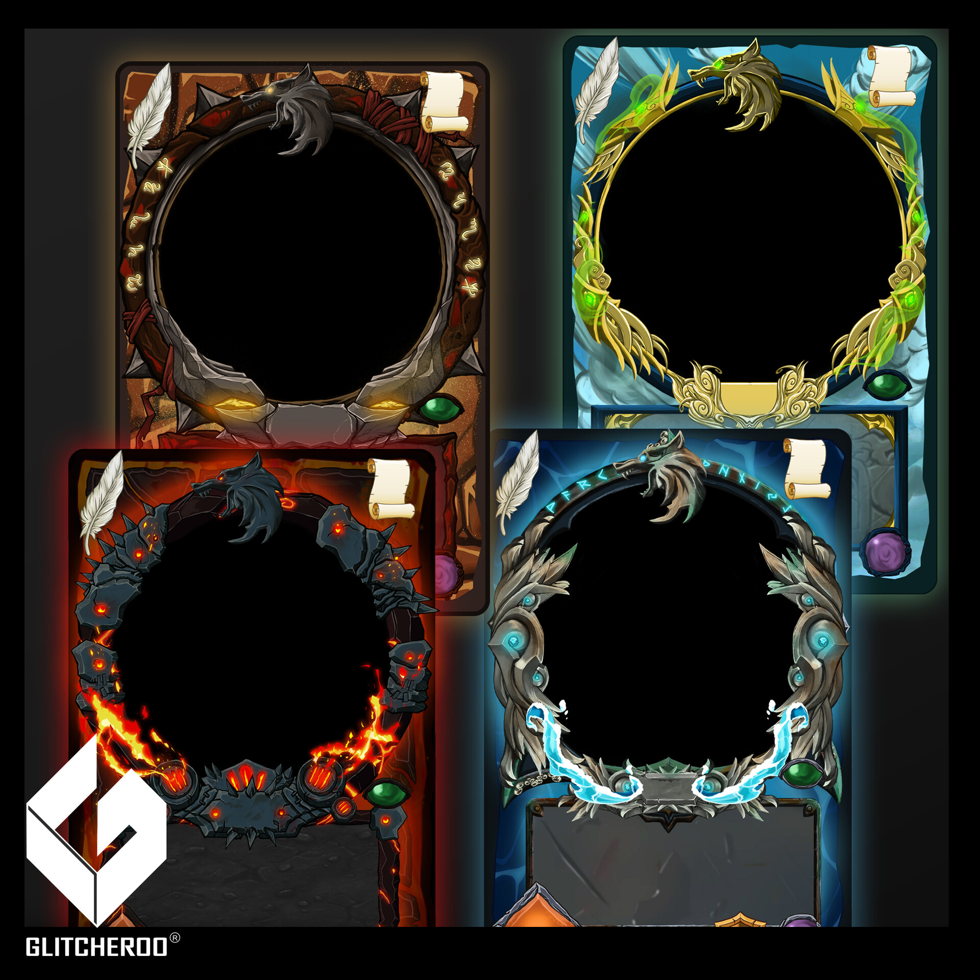 ArtStation - Elemental themed card frame designs