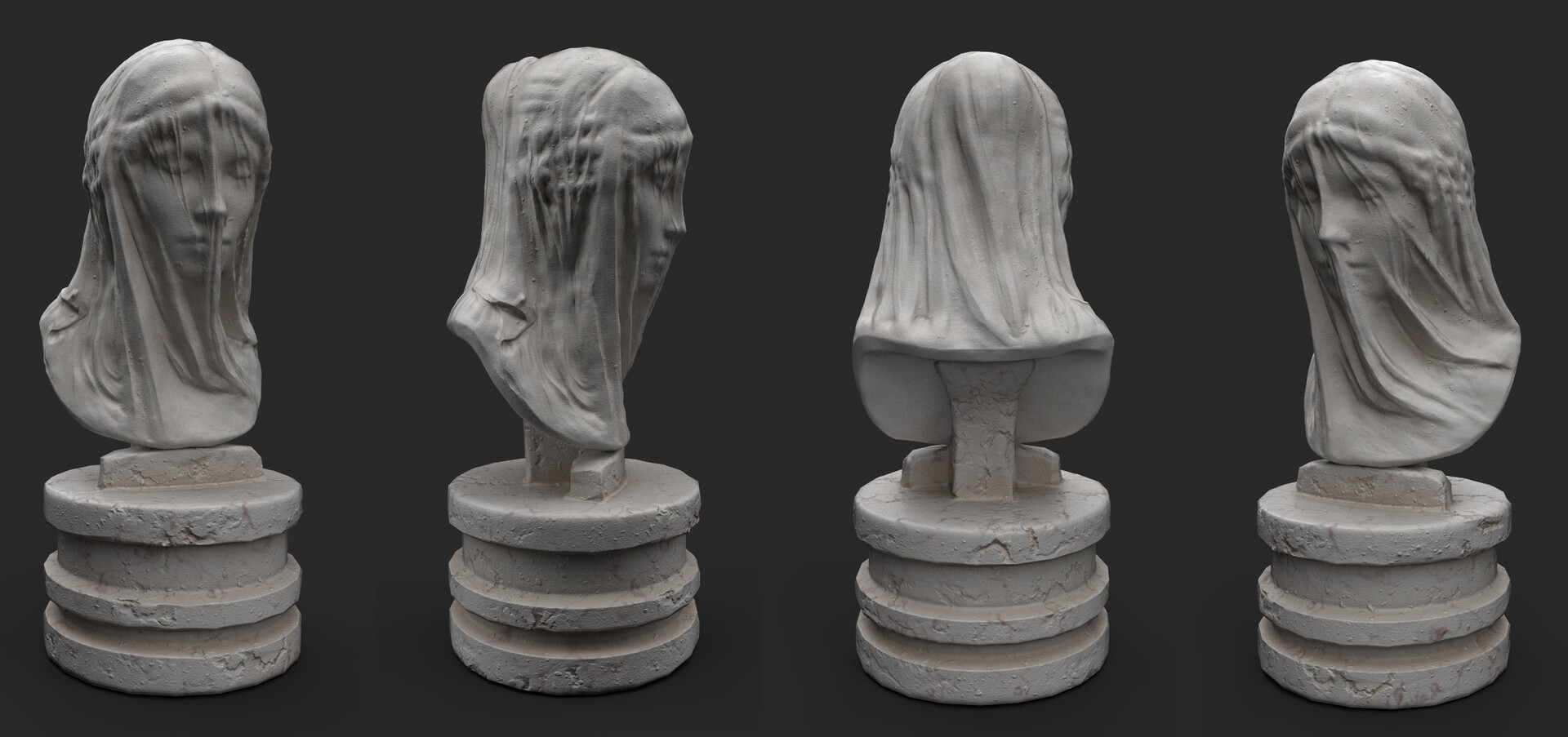 ArtStation - Marble bust of the Veiled Virgin Mary