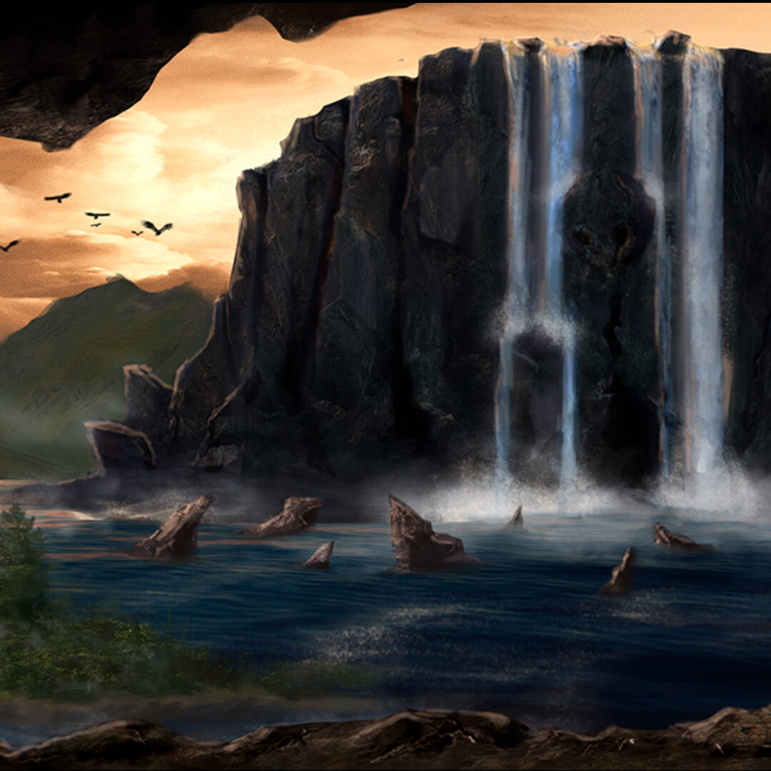 ArtStation - Waterfall Mountain Cave