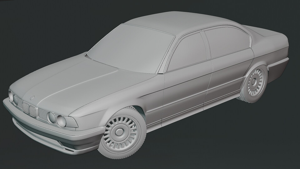 BMW E34( Clay, matcaps model) in Blender 3D