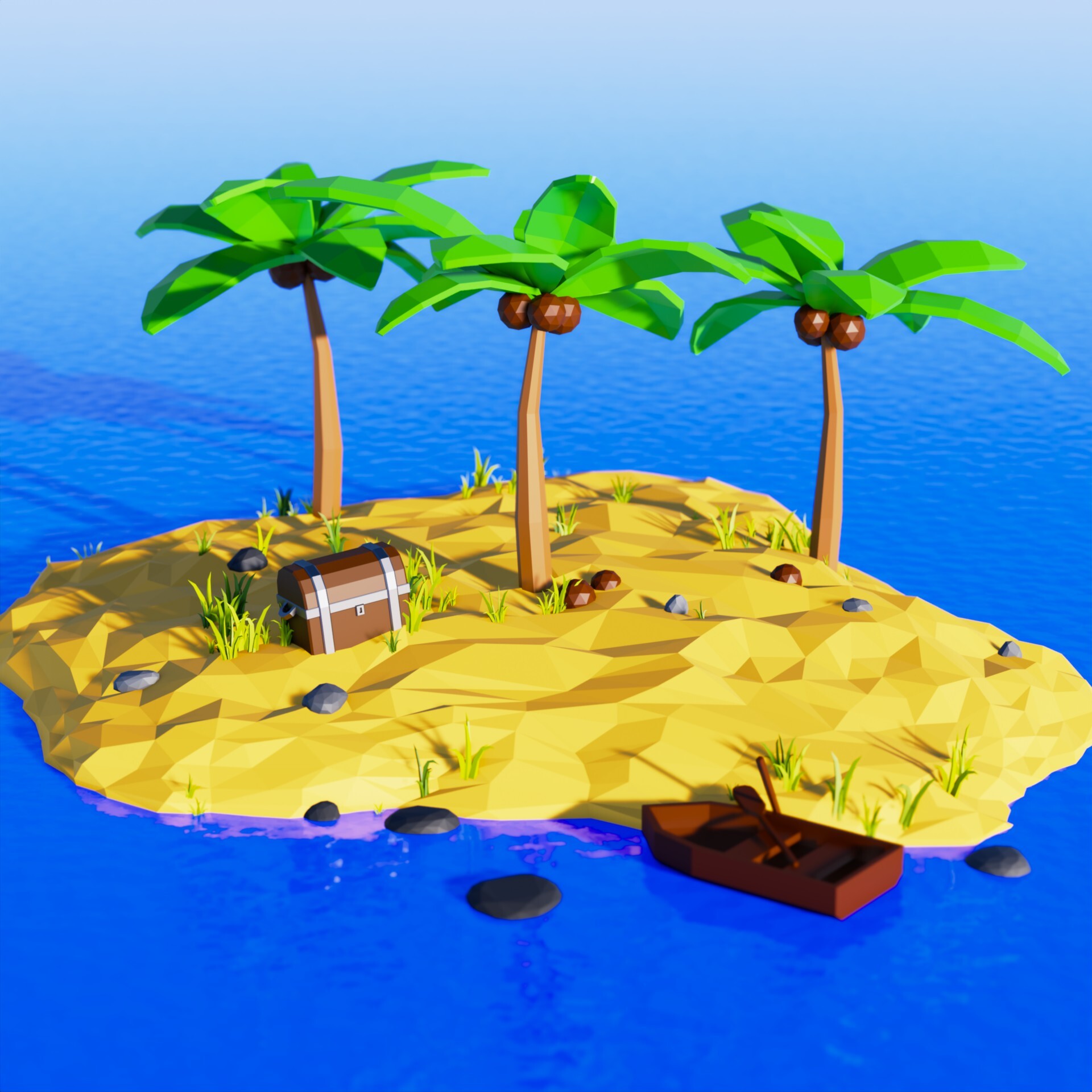 Island modeling. Тропический остров Blender.