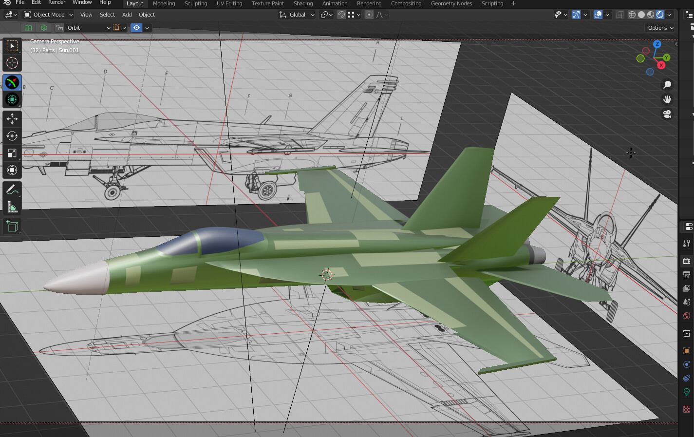 Building a 3D Super Hornet in Blender (work in progress)