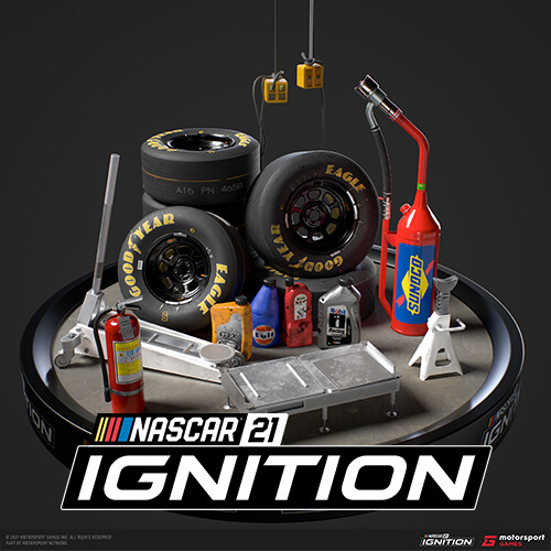ArtStation NASCAR 21 IGNITION Garage area environment