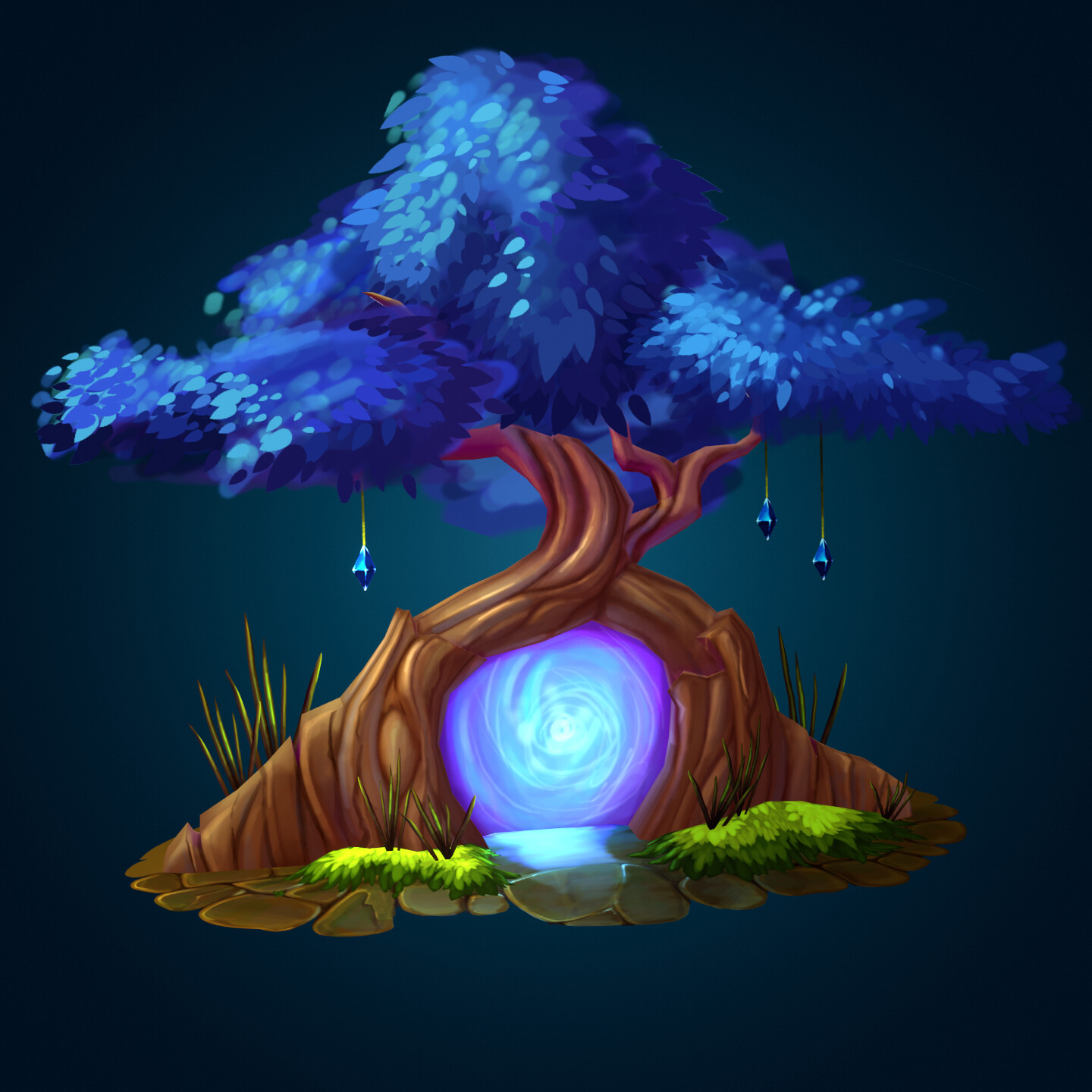 ArtStation - 2.5d handpainted tree