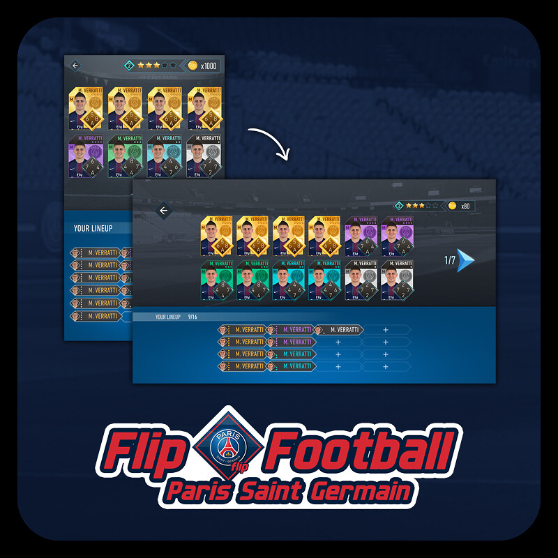 Flip Football Paris Saint Germain ~ Facebook Gameroom Game Version: Lineup & Collection