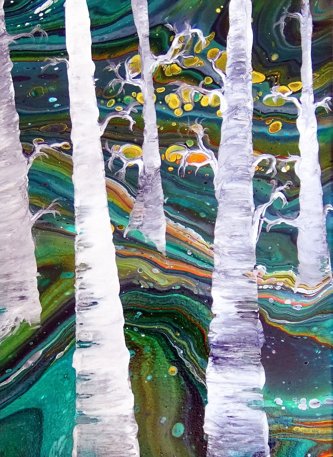 Tips on How to Embellish Acrylic Pour Paintings (and create a new