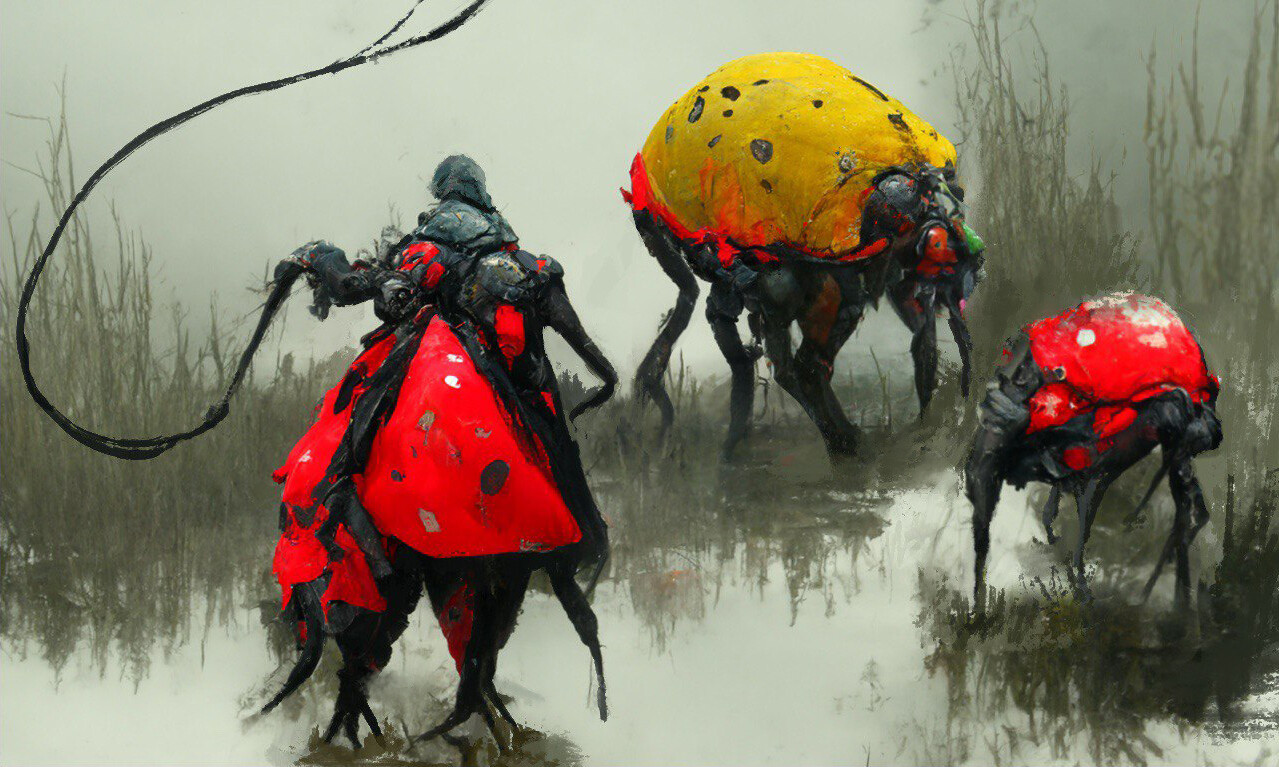 The hard life of giant ladybugs in the marshes