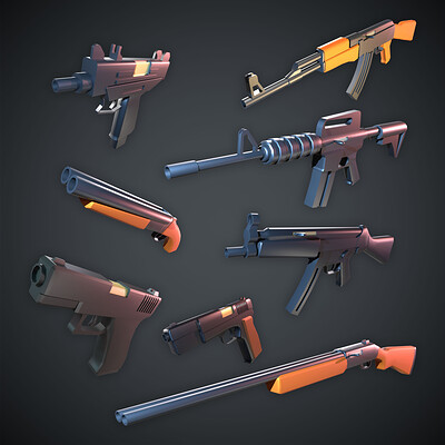 ArtStation - Stylized Tommy Guns