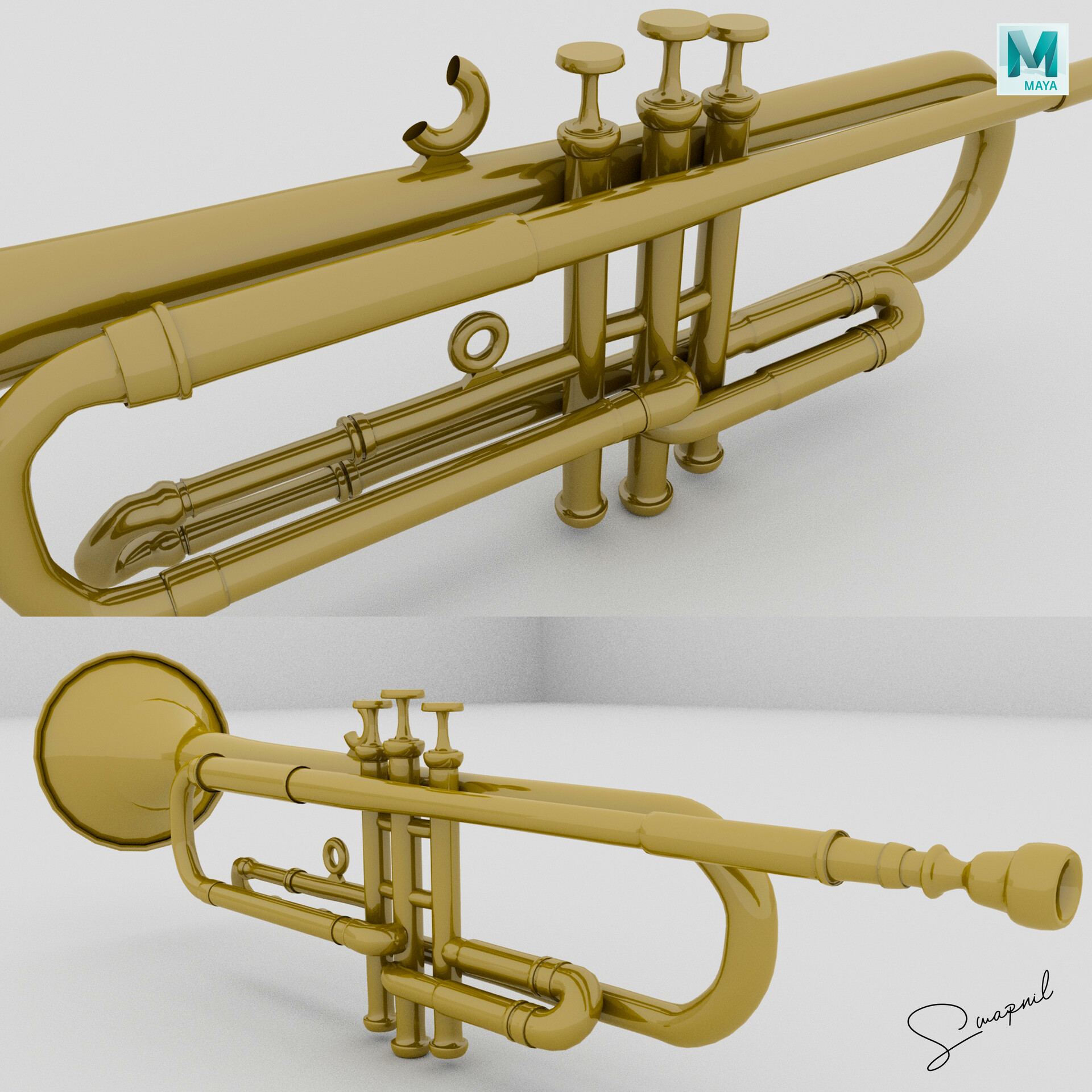 ArtStation Trumpet 3d Modeling