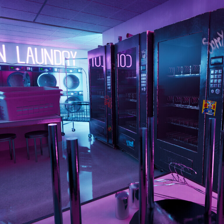 ArtStation - Neon Laundromat | 3D Environment