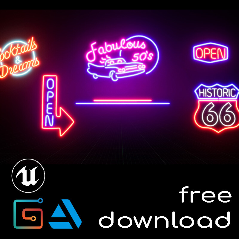 ArtStation Classic Neon Signs (UE4)