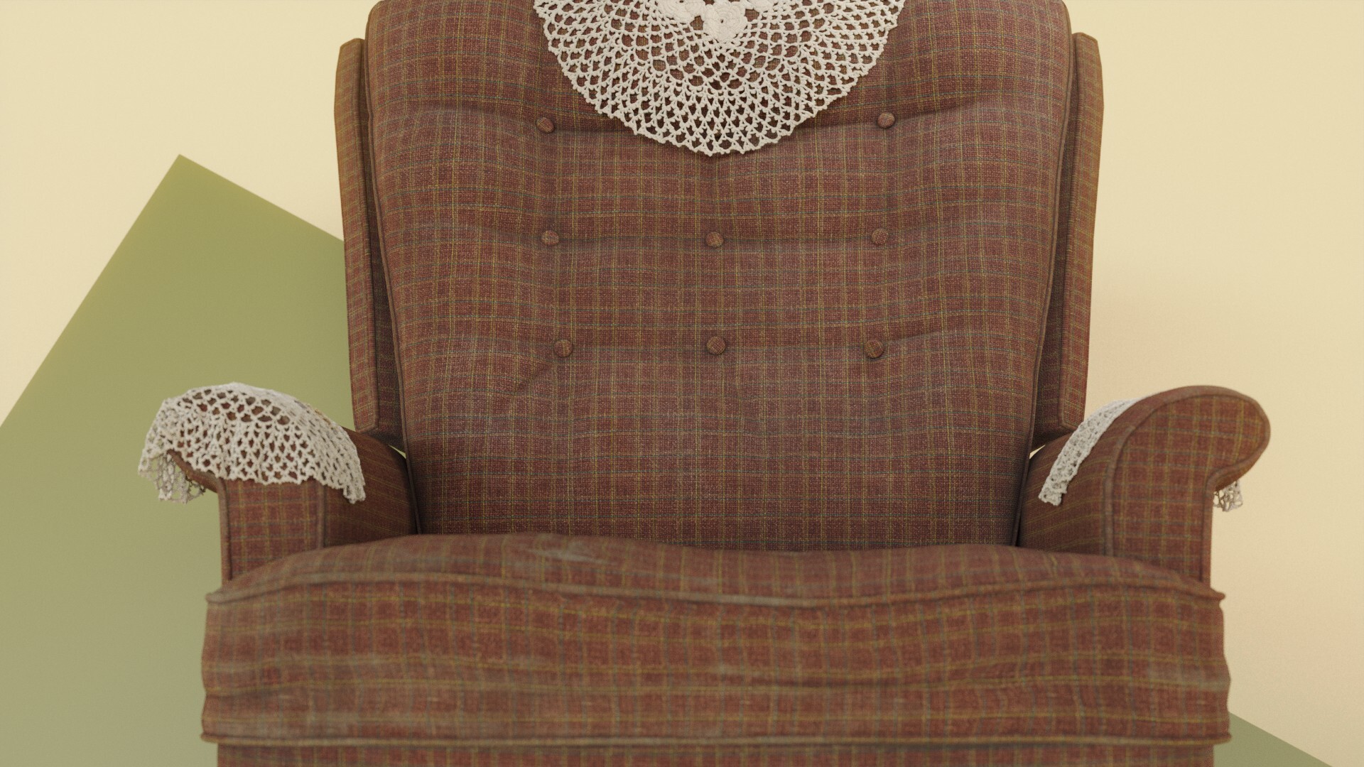 ArtStation Vintage LaZBoy Recliner with Crocheted Doilies
