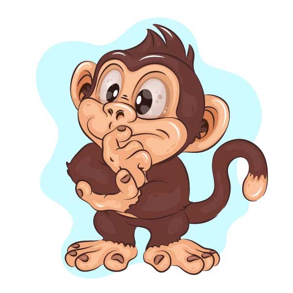 ArtStation - Cartoon Thinking Monkey.