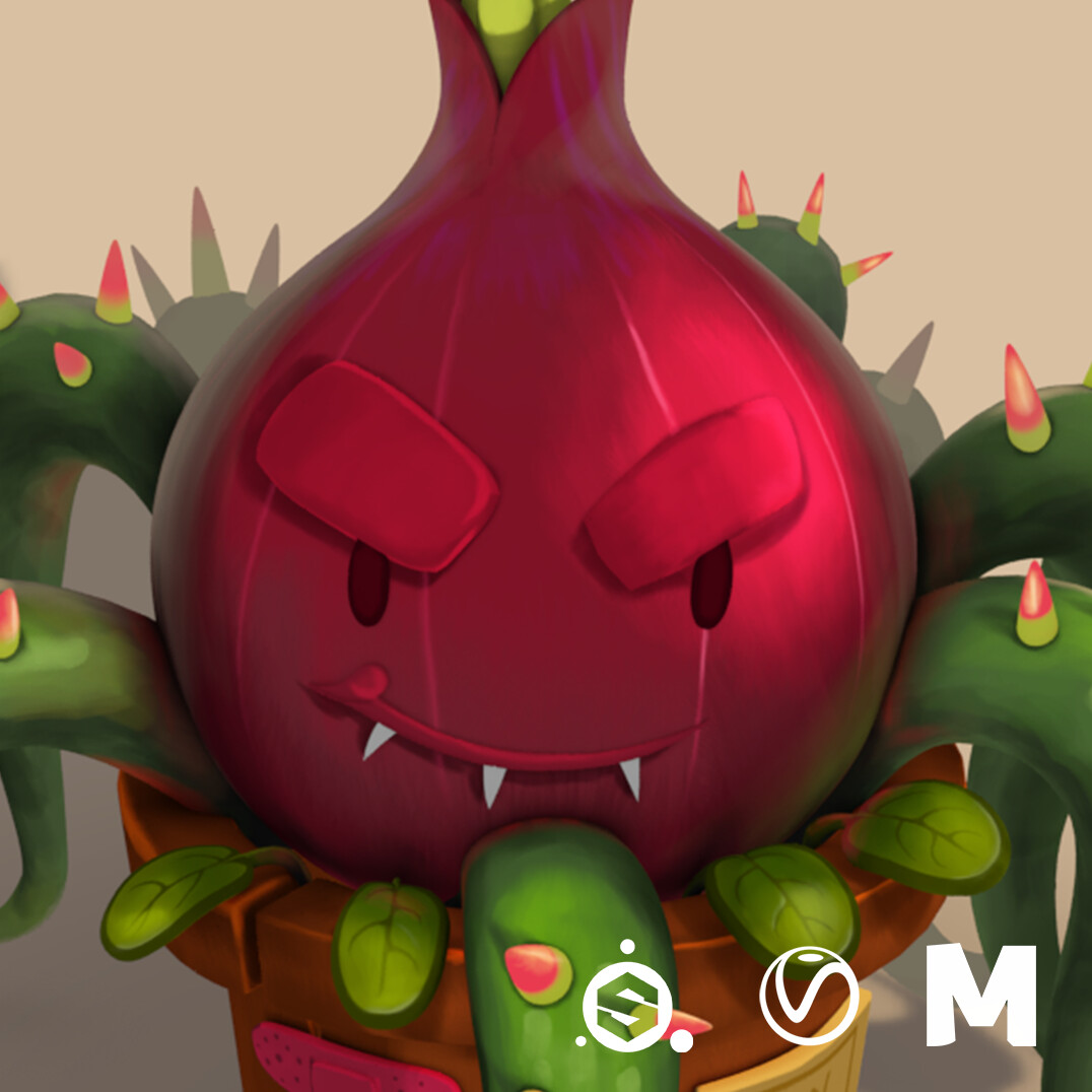 Evil red onion - 3d