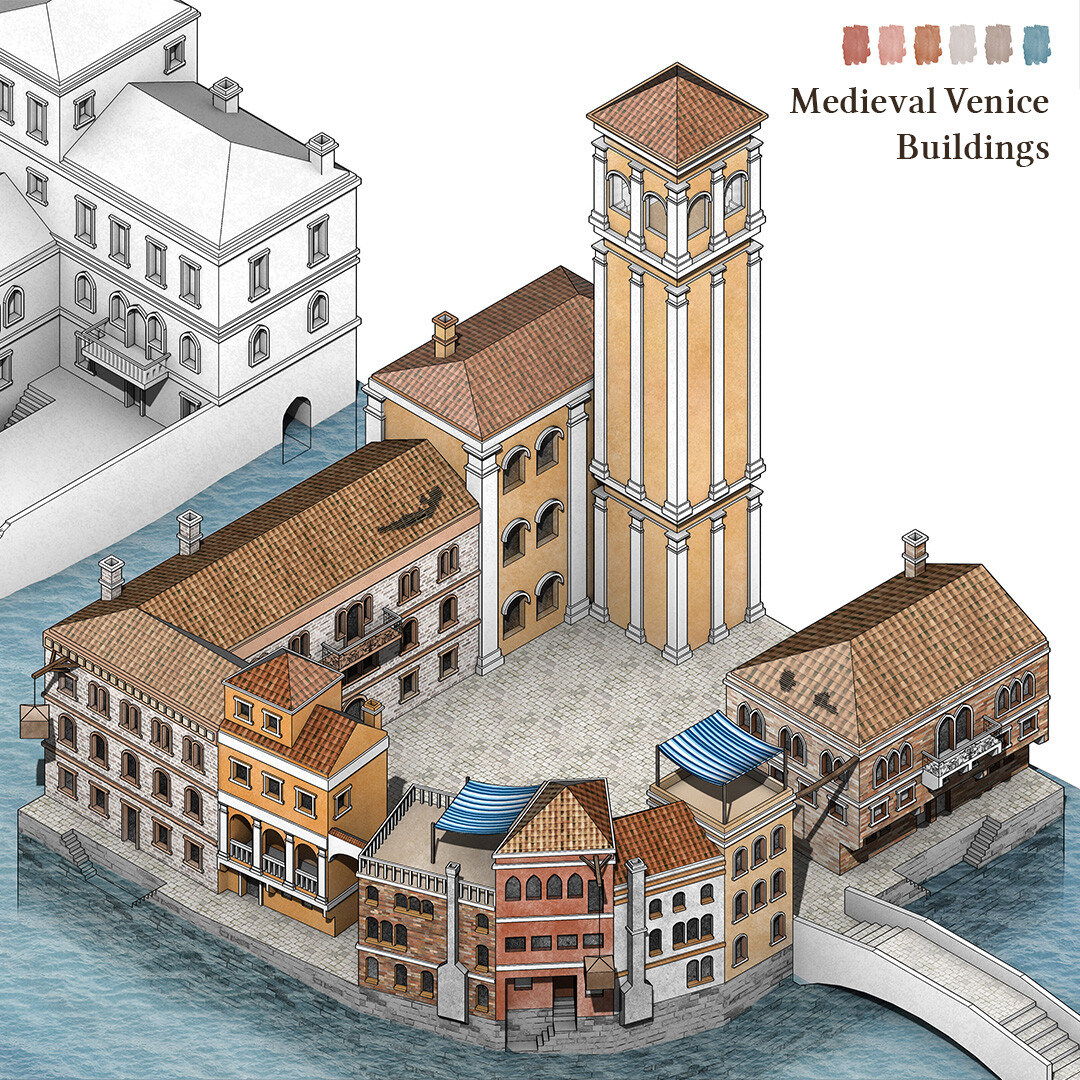 ArtStation - Medieval Fantasy Venice RPG buildings