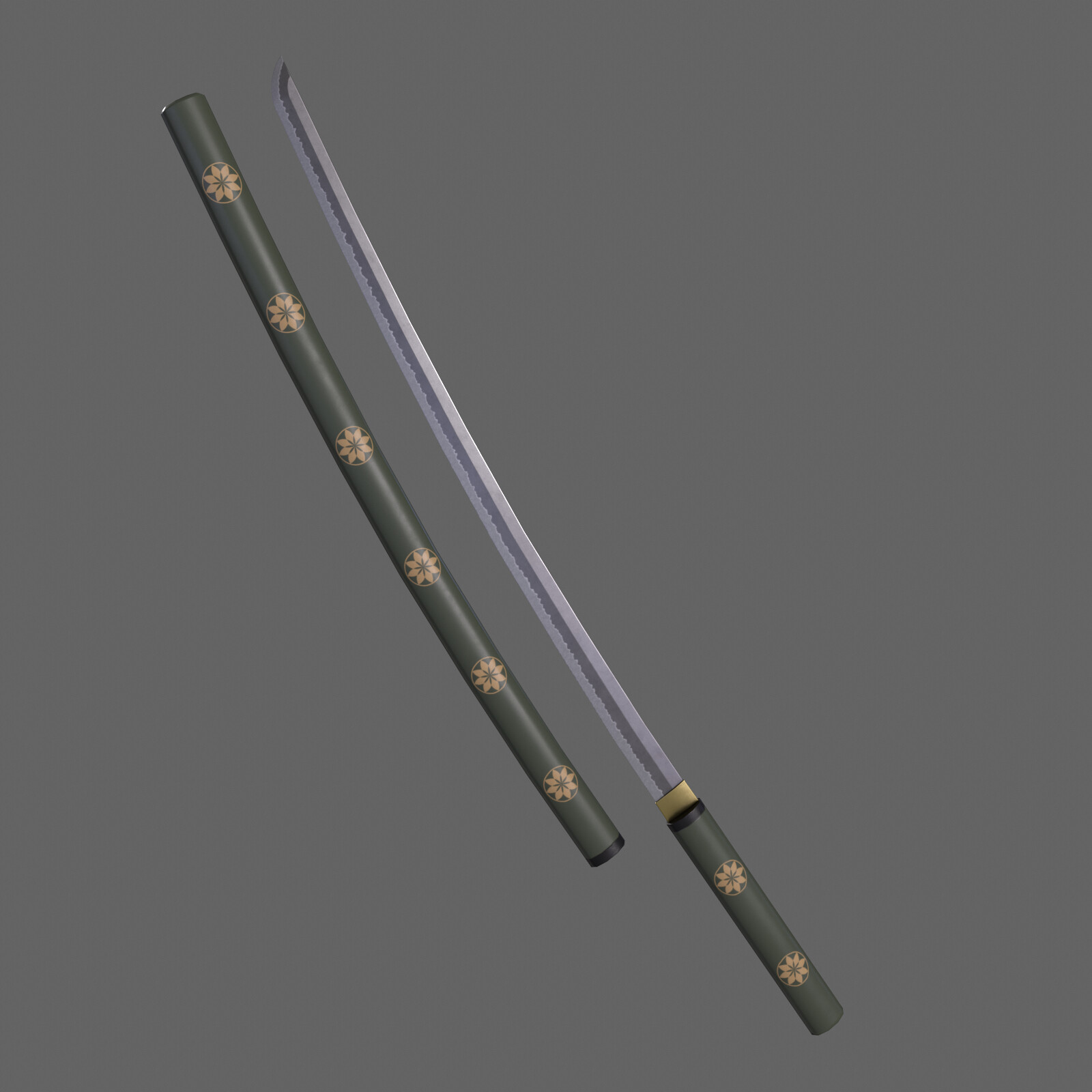 ArtStation - PBR Katana Japanese Sword V3 Green