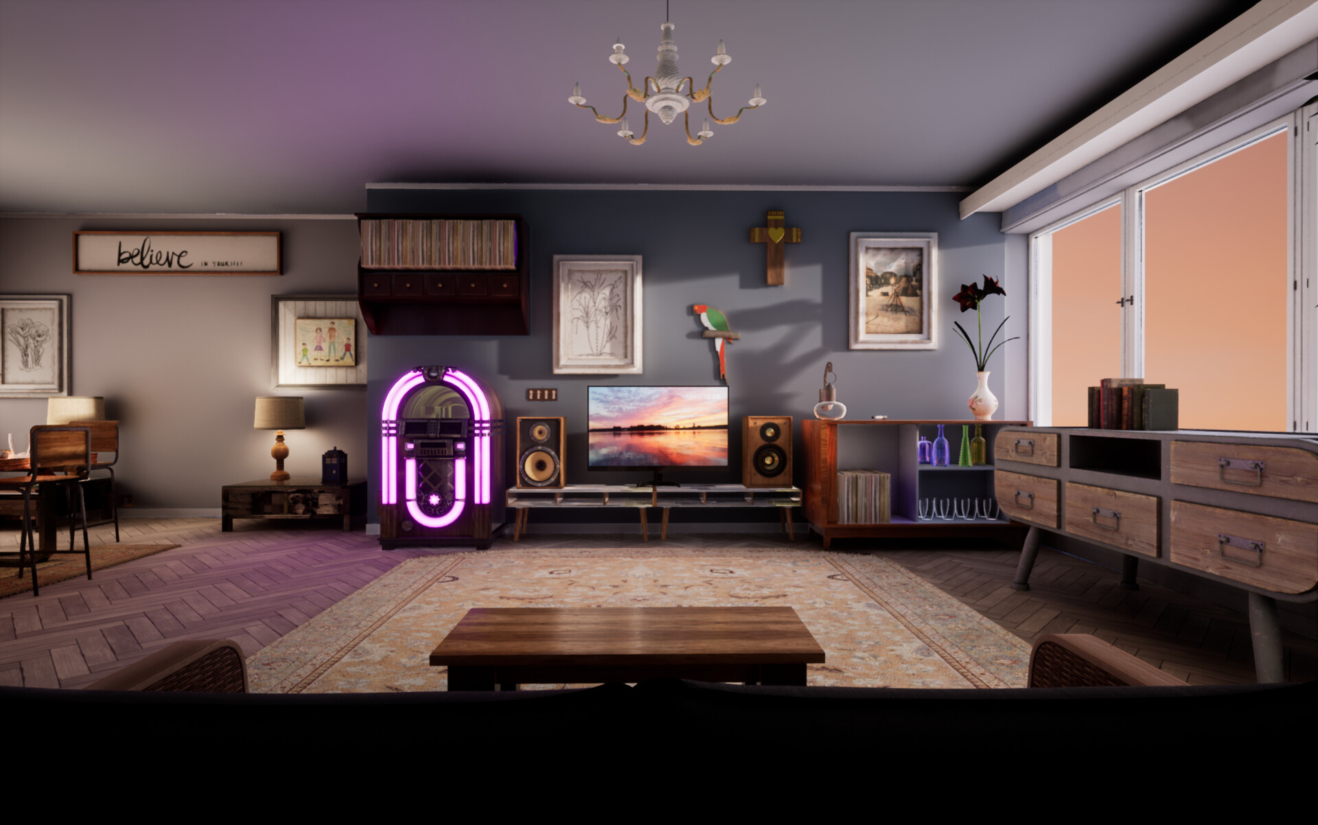 ArtStation - Raven's living room (Dusk-time)