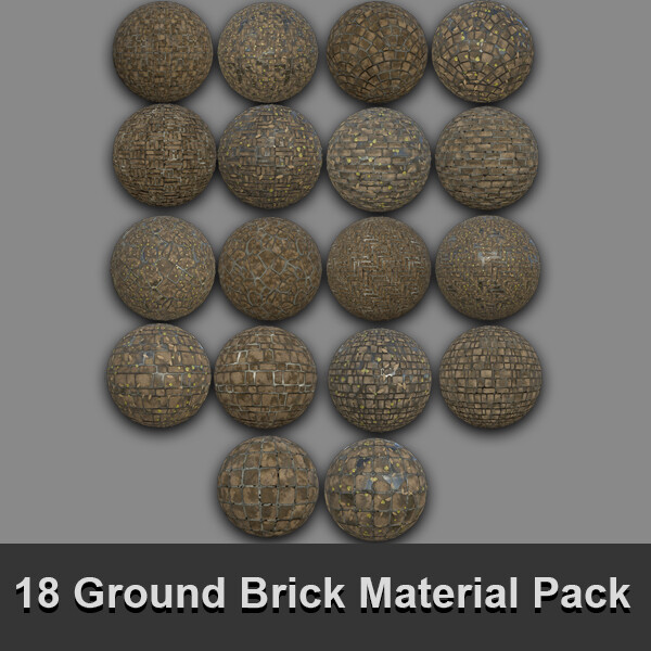 ArtStation - 18 Ground Brick Material Pack