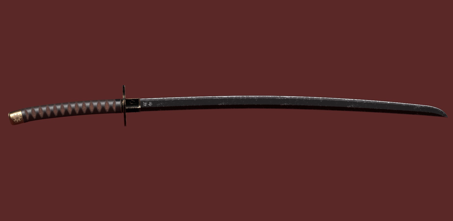 ArtStation Japanese Blender 3D and Substance Painter LowPoly Katana