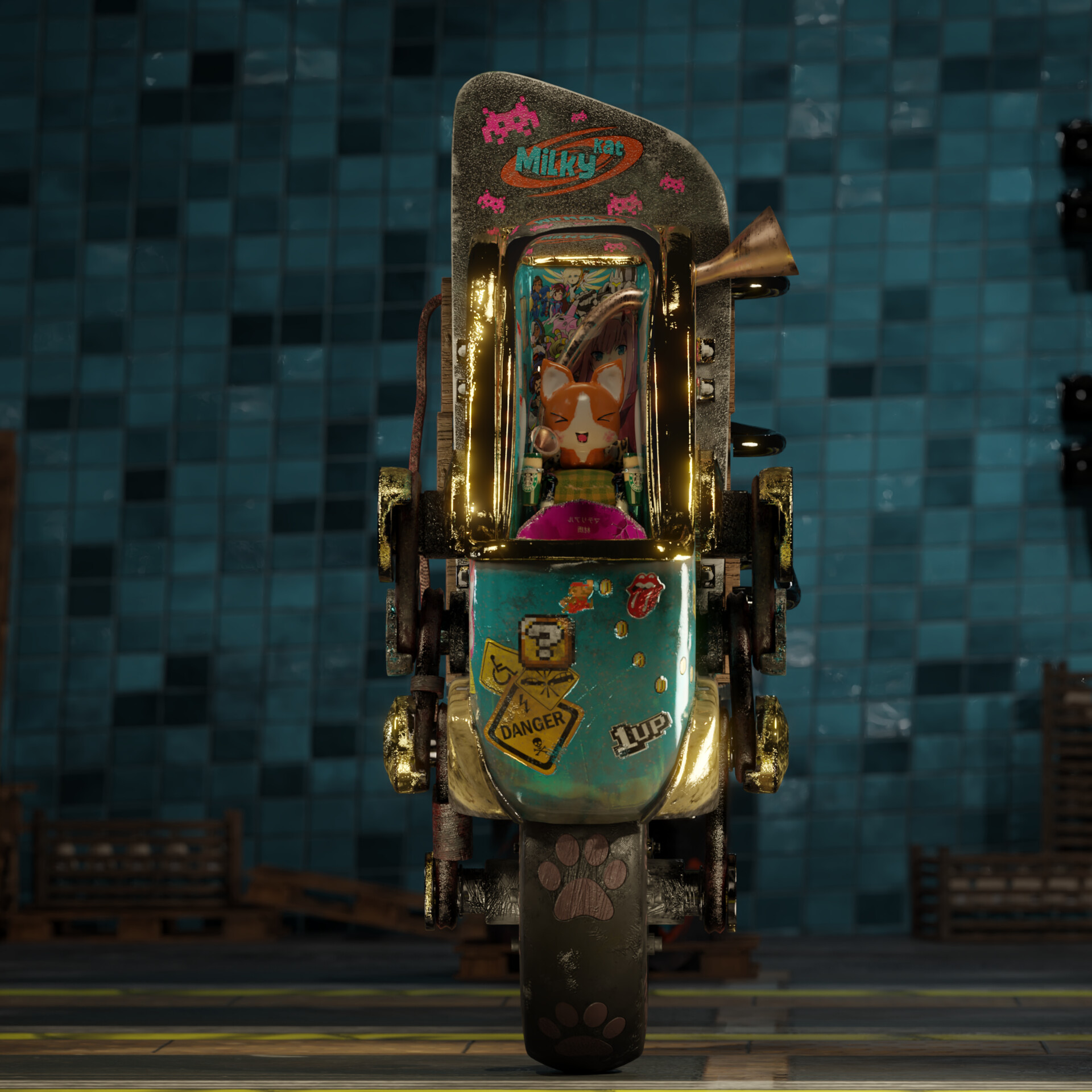 ArtStation Monocycle cyberpunk (Cat at work)