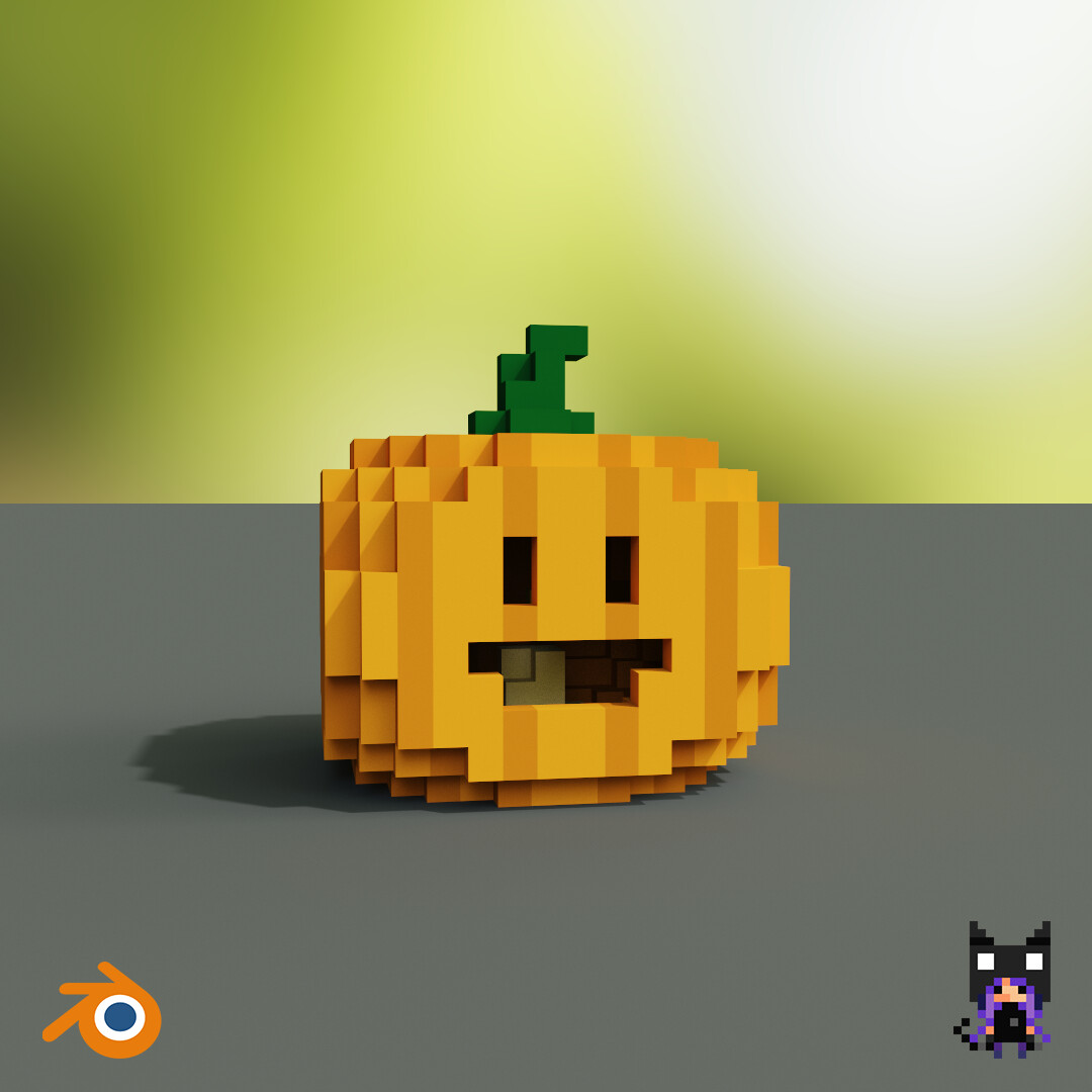 ArtStation - Voxel Pumpkin-Head Skeleton