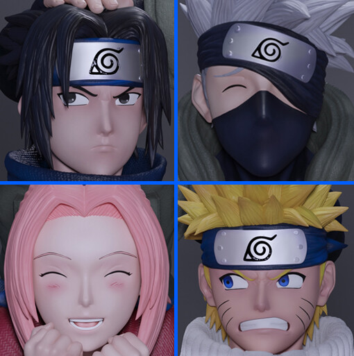 Naruto light (classic photo kakashi,naruto,sasuke,sakura) by alexxd, Download free STL model