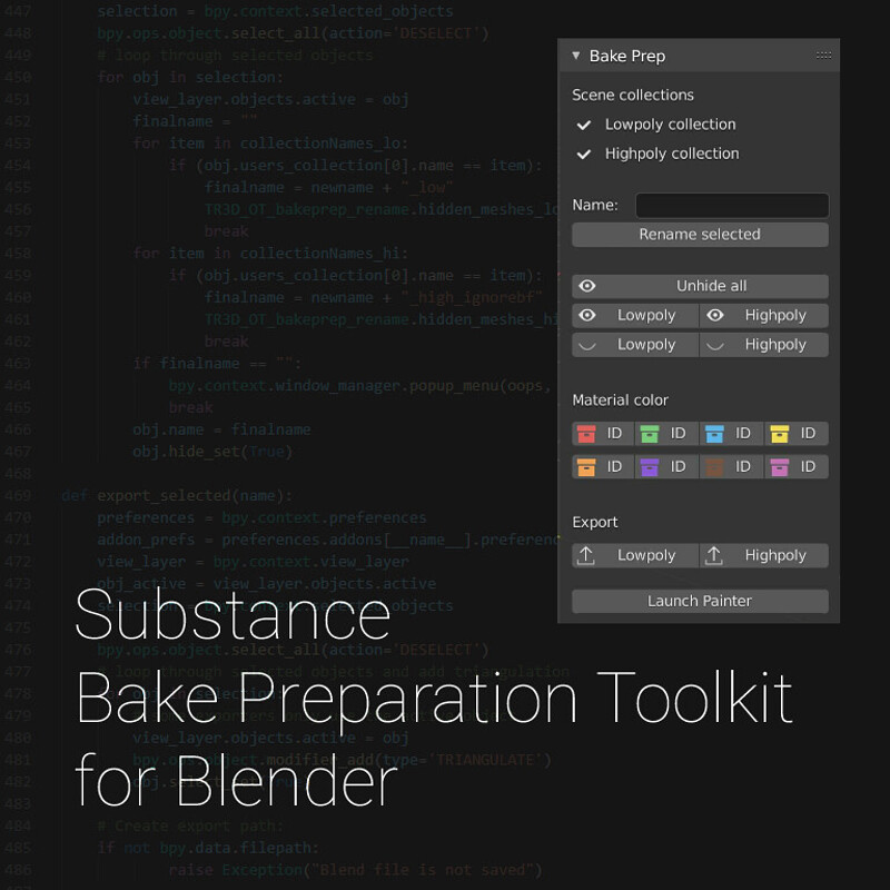 Substance Bake Preparation Toolkit for Blender