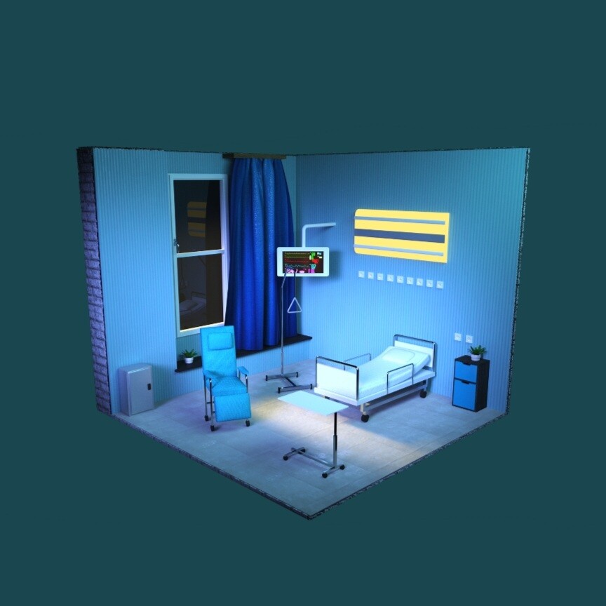 ArtStation - .•.:* Hospital Room Diorama