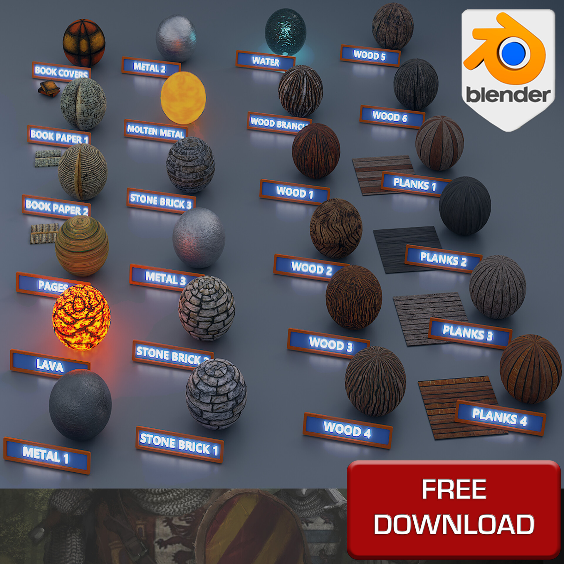 3D Tudor Free Blender Medieval Material Pack Massive 130+ Textures 24