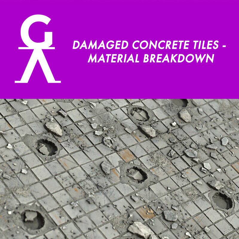 Games Artist - Damaged Concrete Tiles -  Material Breakdown