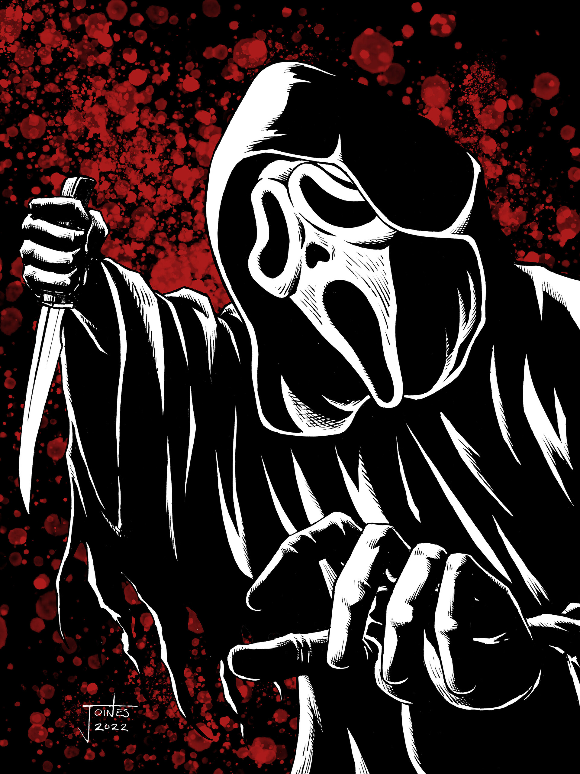 Ghostface (original scratchboard) — Artness! by Justin Brown